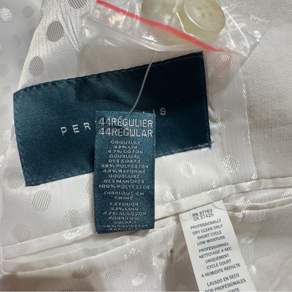 Perry Ellis Men’s White Linen Cotton Blend Blazer Sport Coat 44R - Picture 12 of 16